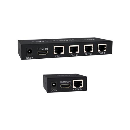 EXTENSOR Y SPLITTER HDMI 1X4 RJ45 CAT.6 60 MTS.